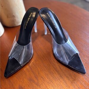 Shoe Republic LA Black and Clear Heels